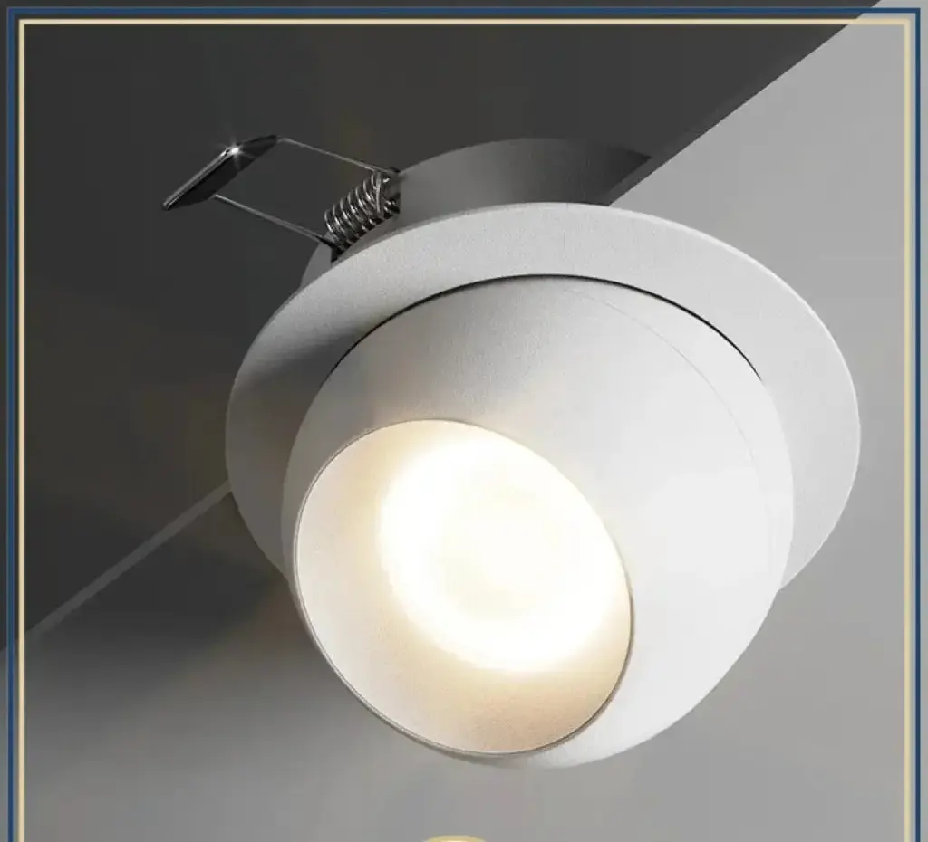 spot led  COB encastrable en aluminium pour plafond rotatif 180° a droit et a gauche  , 90° a haut et bas  7w couleur lumiere 6500K